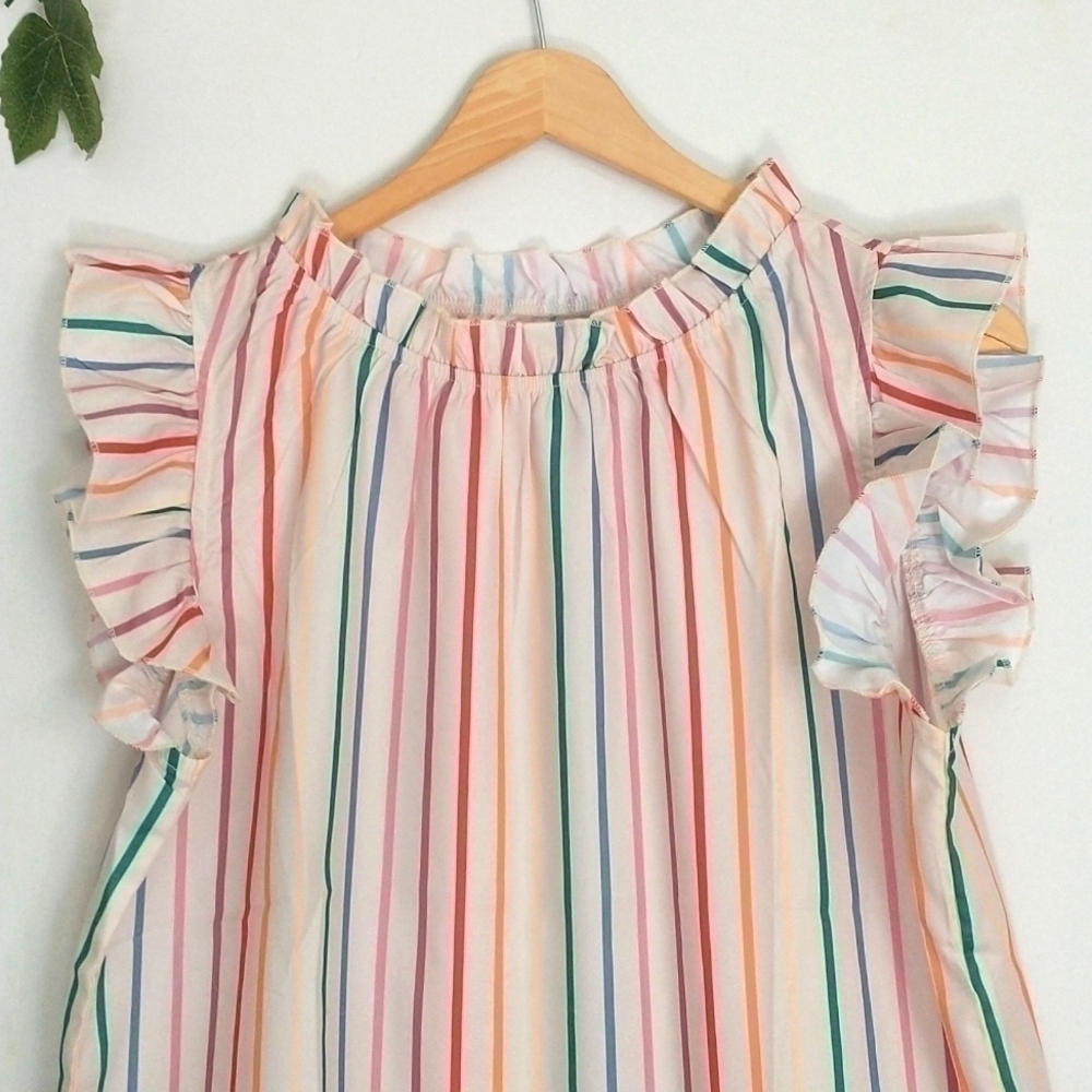 Barrier Reef Rainbow Flutter Sleeve Blouse Women's Size Small Cottagecore - Picture 5 of 6
